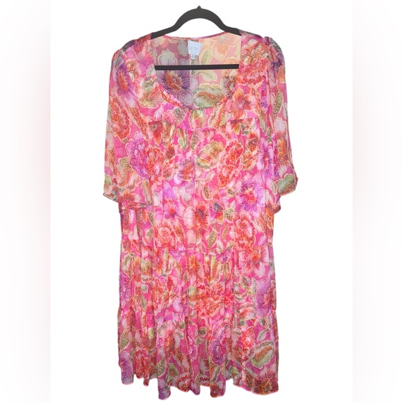 "Jade" Mari Tiered Silk Mini Dress Sz XL - NWOT - Picture 6 of 10